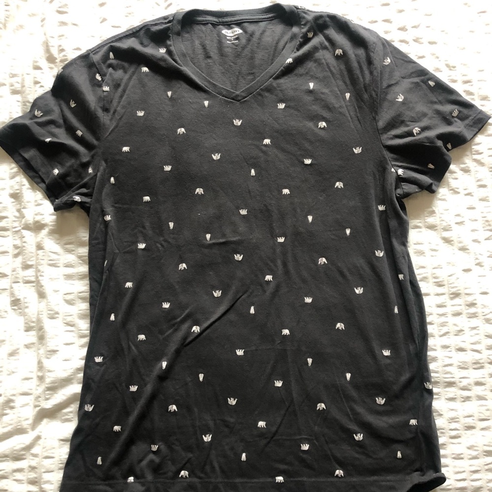 gray short sleeved t-shirt with mini polar bears